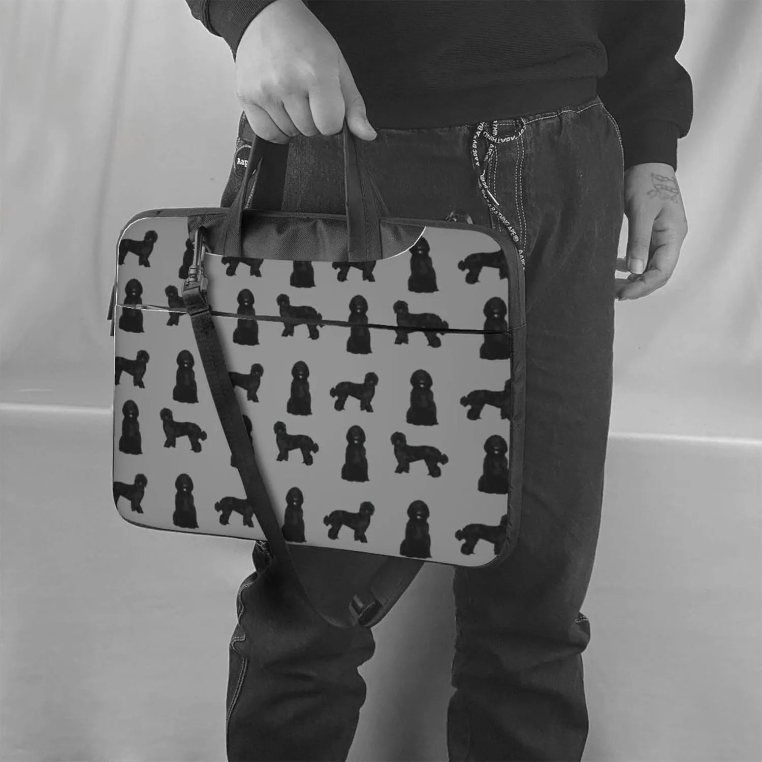 Red Black Polka Dots Ladybugs Laptop Shoulder Bag ​for Men Women, Computer Carrying Case Messenger Bag with Strap