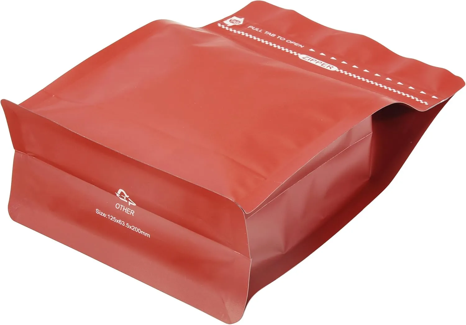 Red Color Coffee Bags with Valve, High Barrier Foil Coffee Package Pouches with Air Release Valve, Flat Bottom & Resealable Pull Tab Zipper, Matt Red (50, 12oz/0.75lb/340gm)