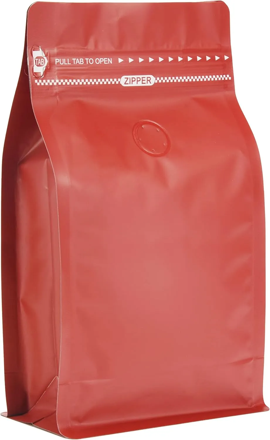 Red Color Coffee Bags with Valve, High Barrier Foil Coffee Package Pouches with Air Release Valve, Flat Bottom & Resealable Pull Tab Zipper, Matt Red (50, 12oz/0.75lb/340gm)