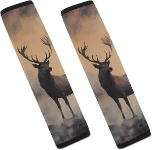 Red Deer Misty Peaks Fashion Car Seat Belt Cover Pad for Shoulder Bag Camera Soft Comfort Accessories 2PCS