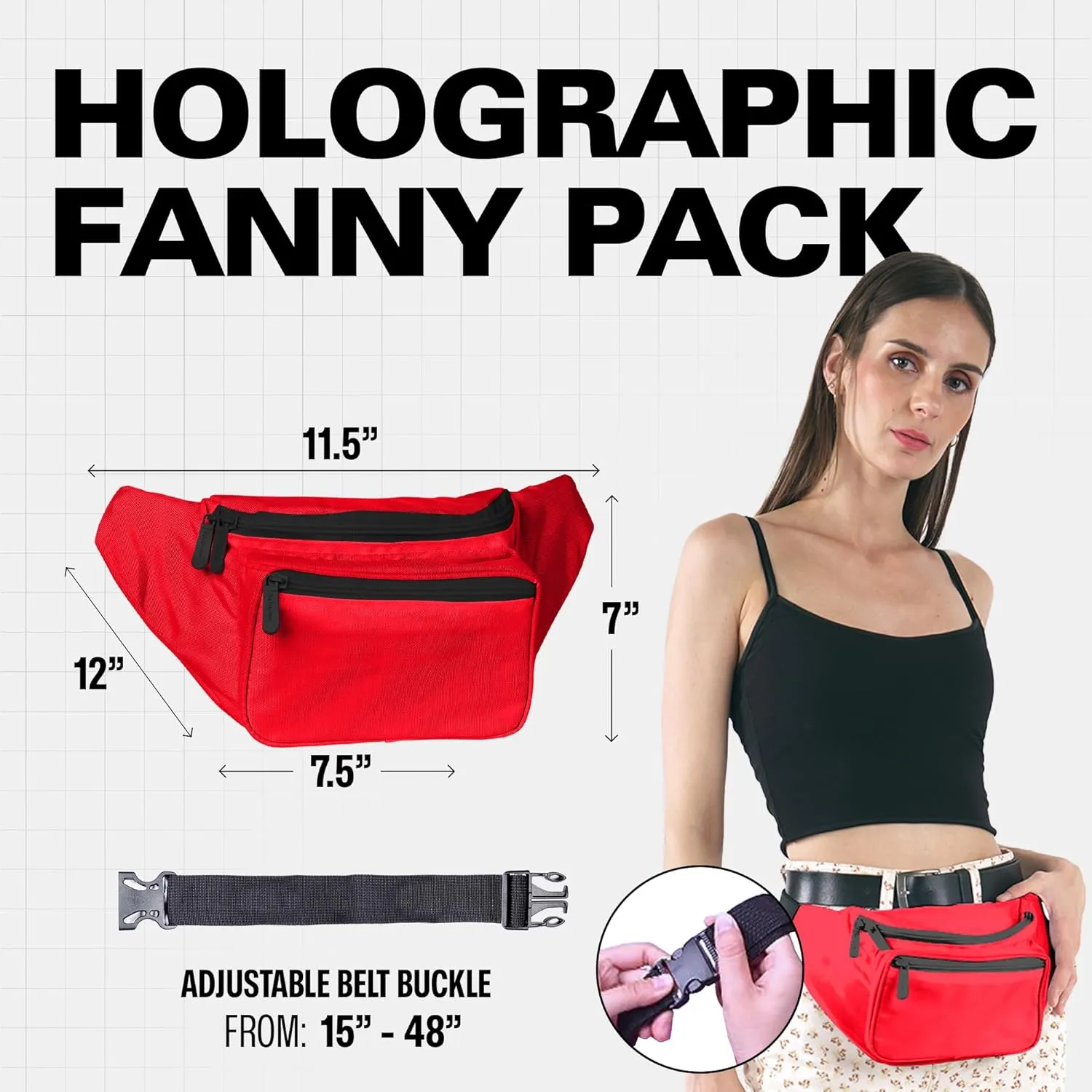 Red Fanny Pack Belt Bag I Mens Fanny Packs for Women Fashionable - Crossbody Bag Bum bag Waist Bag Waist Pack - Hands Free for Hiking, Running, Travel, Waterproof and more