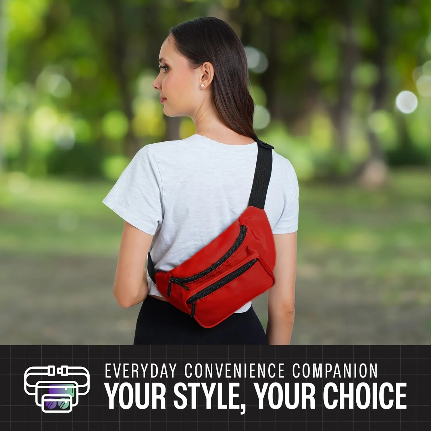 Red Fanny Pack Belt Bag I Mens Fanny Packs for Women Fashionable - Crossbody Bag Bum bag Waist Bag Waist Pack - Hands Free for Hiking, Running, Travel, Waterproof and more