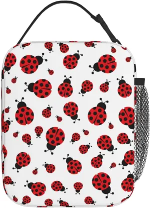 Red Ladybug Ladybugs Insulated Lunch Bag Portable Reusable Zipper Lunch Box For Men Women Work Picnic Travel Camping