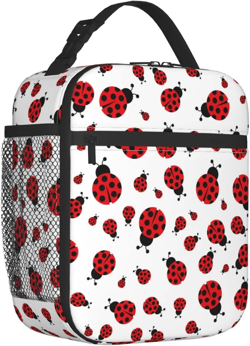 Red Ladybug Ladybugs Insulated Lunch Bag Portable Reusable Zipper Lunch Box For Men Women Work Picnic Travel Camping