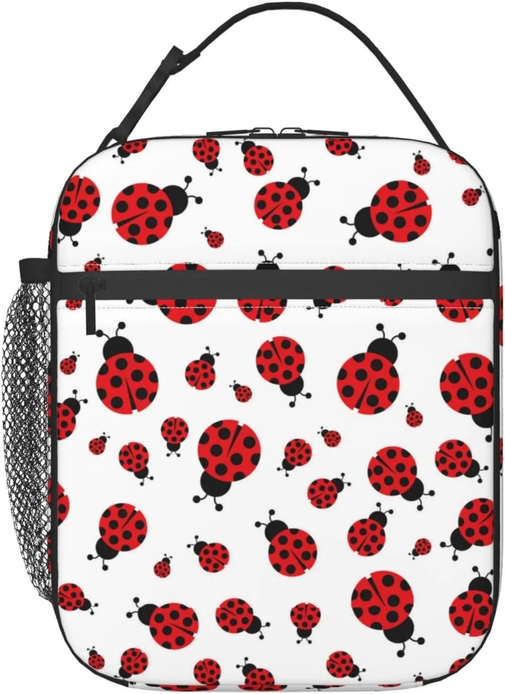 Red Ladybug Ladybugs Insulated Lunch Bag Portable Reusable Zipper Lunch Box For Men Women Work Picnic Travel Camping