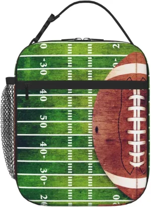 Retro American Football Field Lunch Bag Insulated Reusable Lunch Box Lunch Tote Lunchbox Portable Bento Bags For Men Women Office Work Travel Picnic Camping