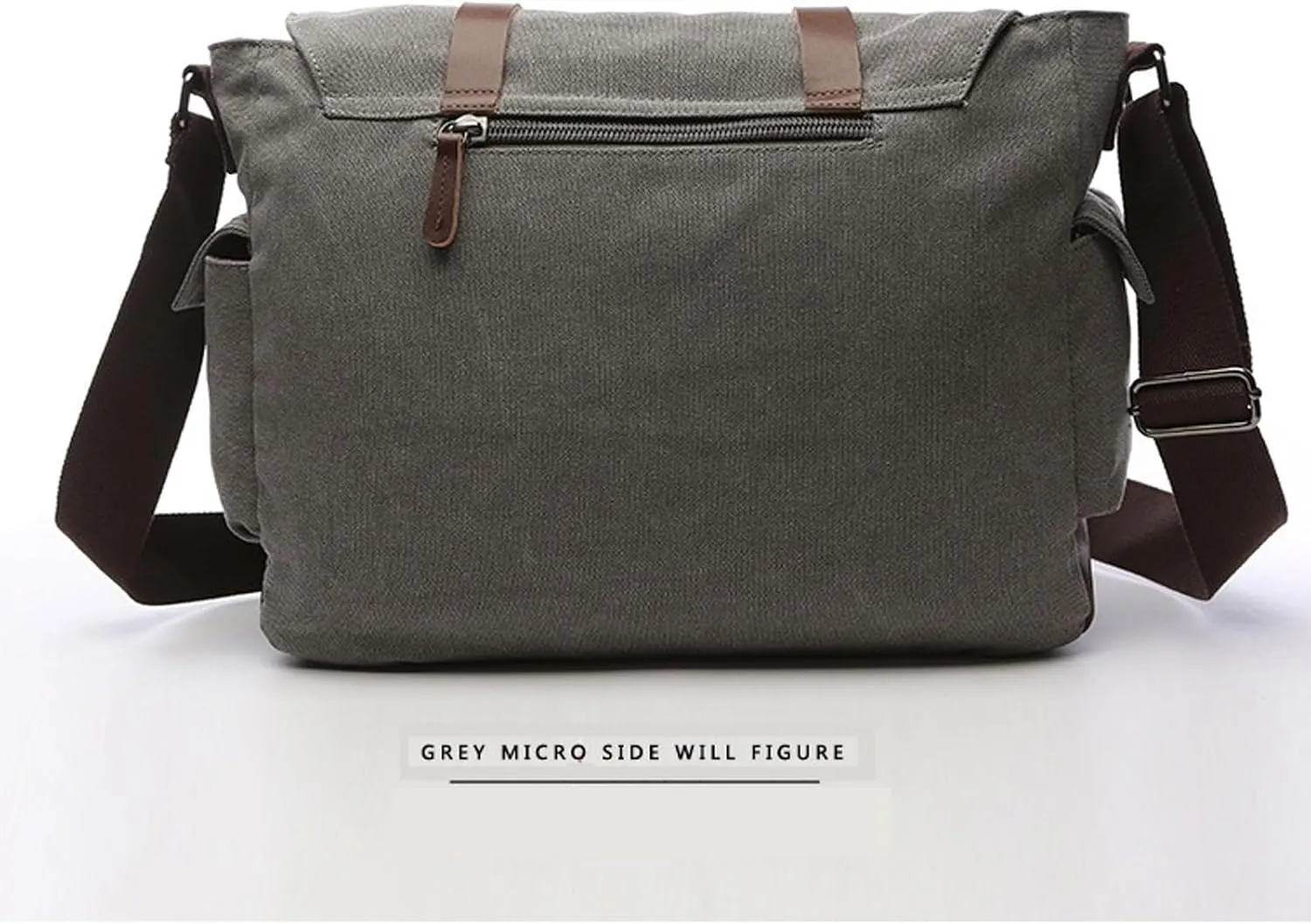Retro military men's canvas crossbody bag, leather canvas laptop bag, messenger bag