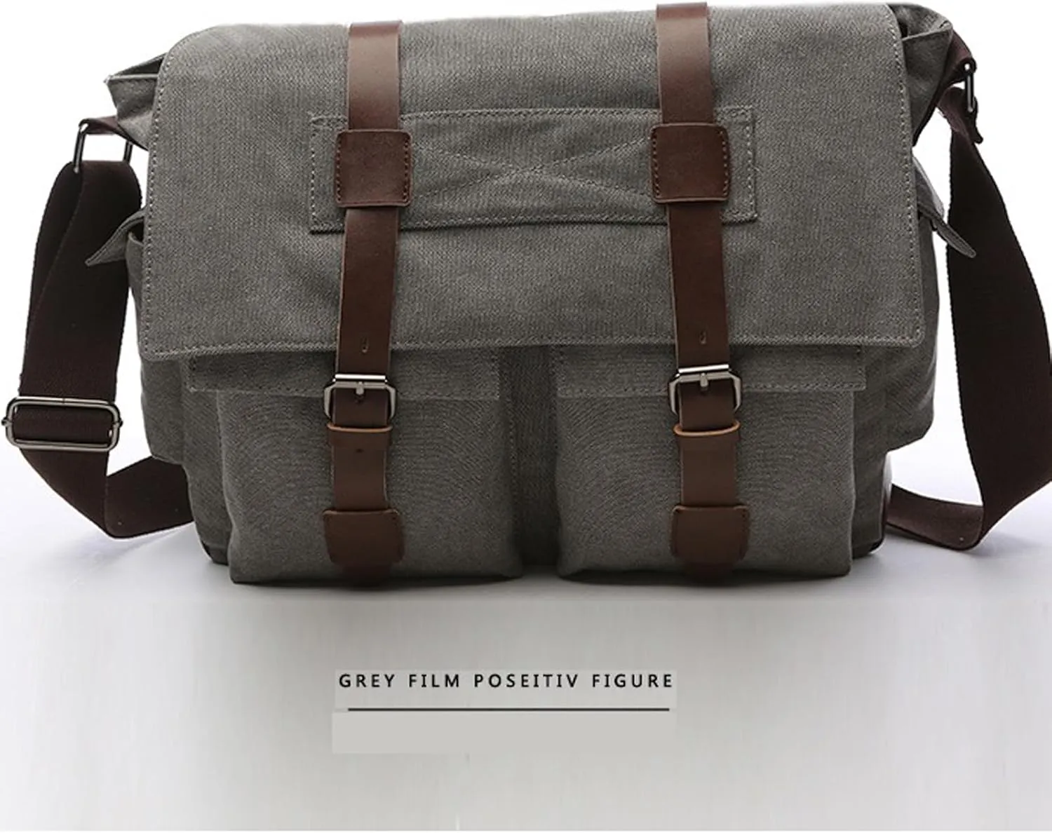 Retro military men's canvas crossbody bag, leather canvas laptop bag, messenger bag