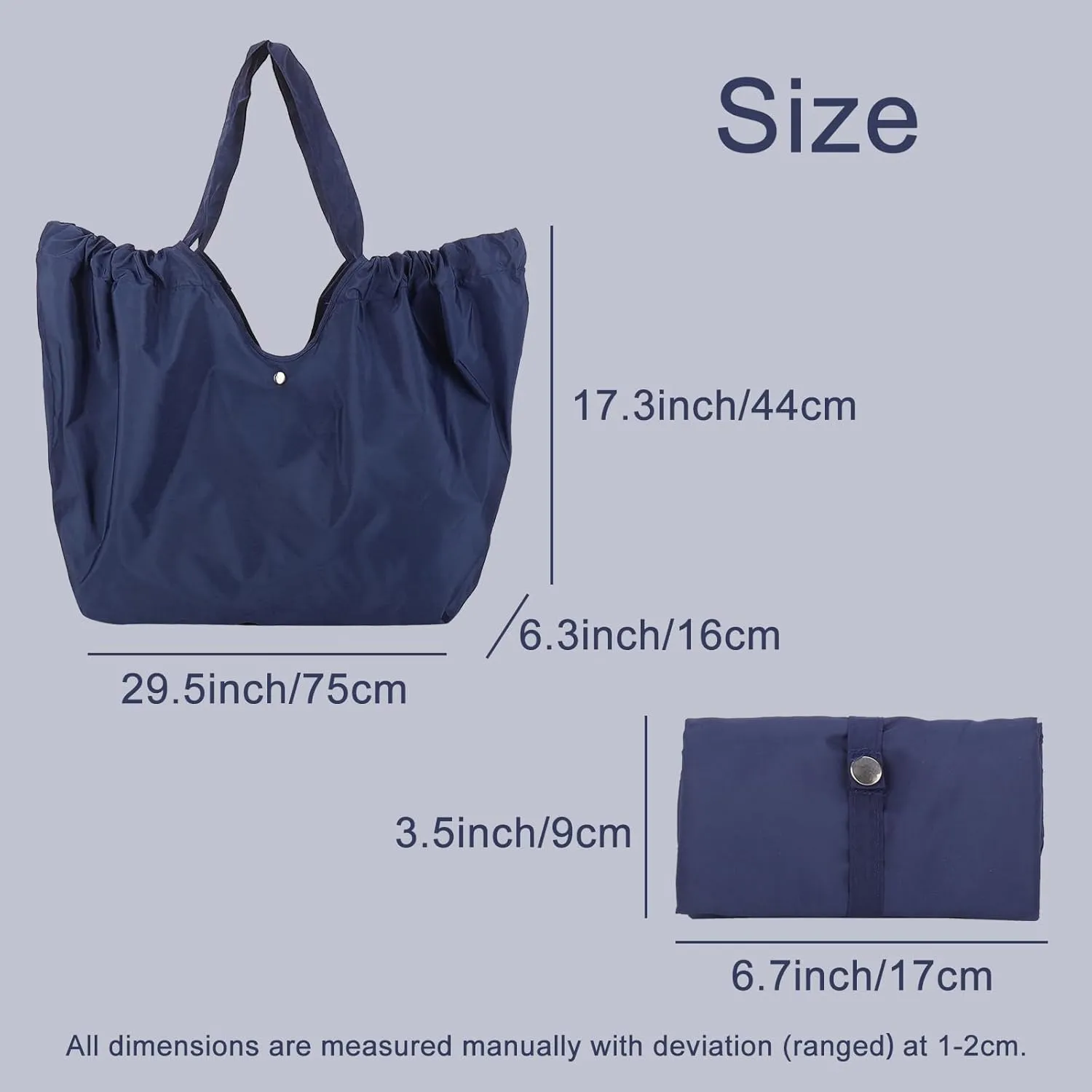 Reusable Grocery Bags, Large Capacity, Waterproof Foldable Shopping Bags for Groceries Durable Tote Bag for Travel Picnic Outdoor (Navy)