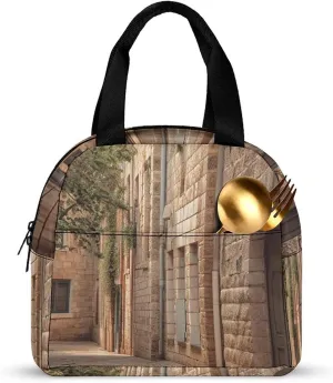 Reusable Lunch Bag for Women Lunch Tote Bags Insulated Lunch Box for Men Lunchbox Architecture Streets Houses Lunch Cooler Bag Leakproof Lunch Container for Work Picnic Travel
