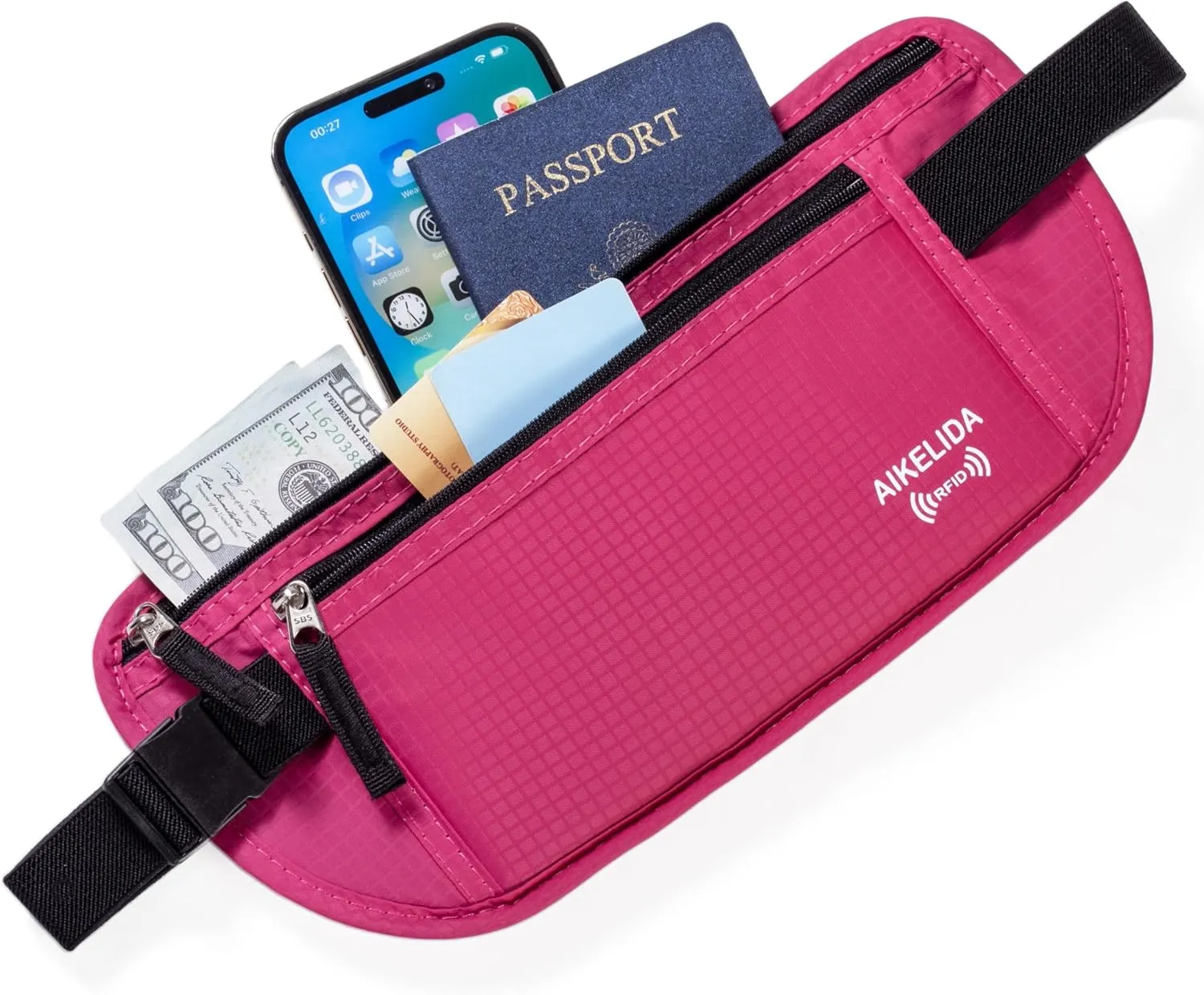 RFID Blocking Passport Holder - Money Belt & Travel Wallet, Travel Belt Bag Fanny Pack for Women