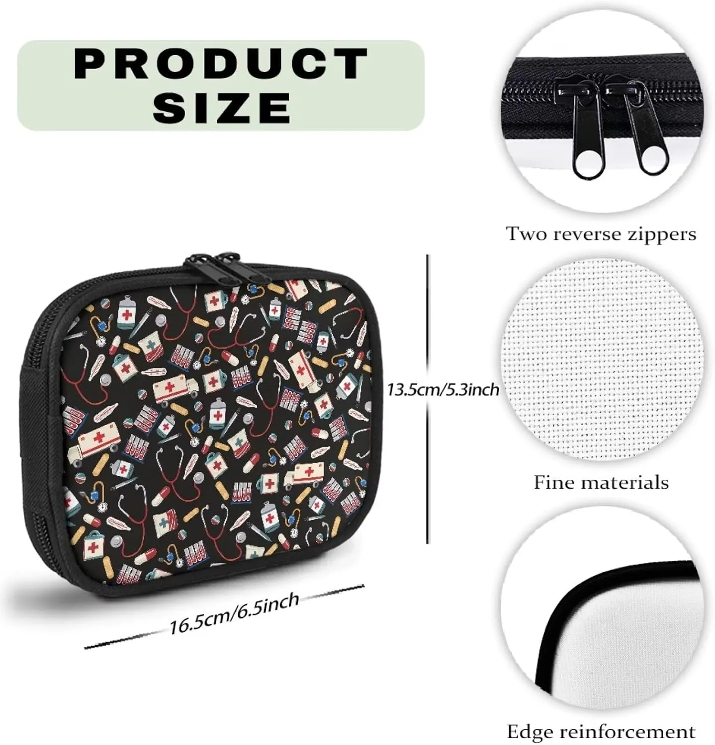 Rnyleeg Nursing First Aid Bag-Small First Aid Kit Bag Empty for Home Outdoor Travel Camping Hiking,Mini Empty Compact Storage Bag