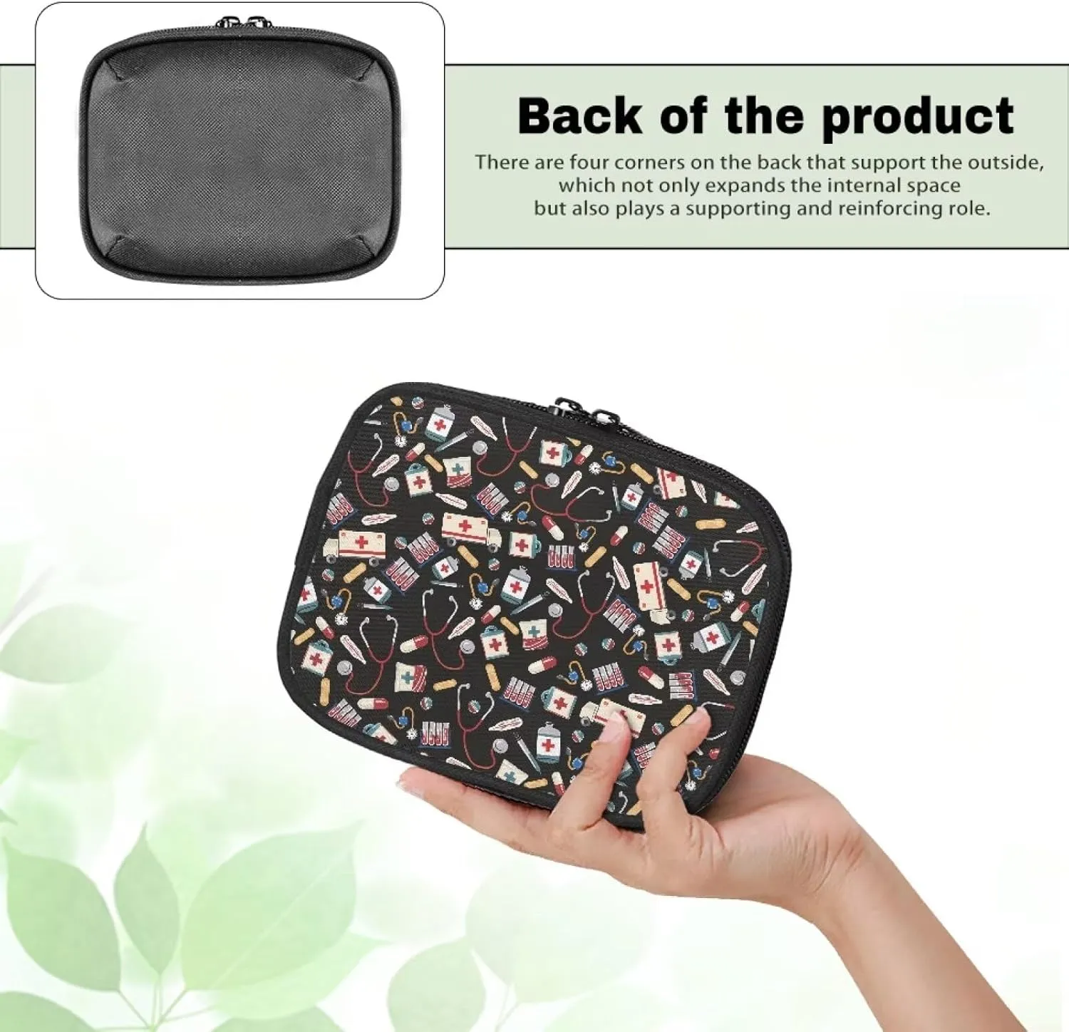 Rnyleeg Nursing First Aid Bag-Small First Aid Kit Bag Empty for Home Outdoor Travel Camping Hiking,Mini Empty Compact Storage Bag