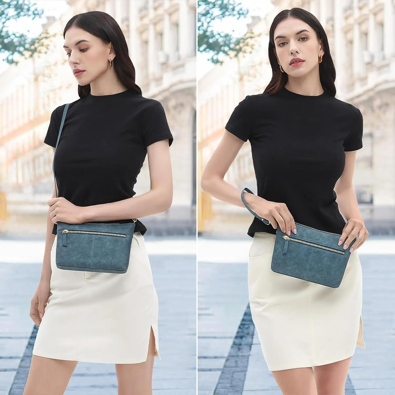 RONSIN Crossbody Bag for Women Cell Phone Purse Bucket Bag Shoulder Bag with Multi Zipper Pockets