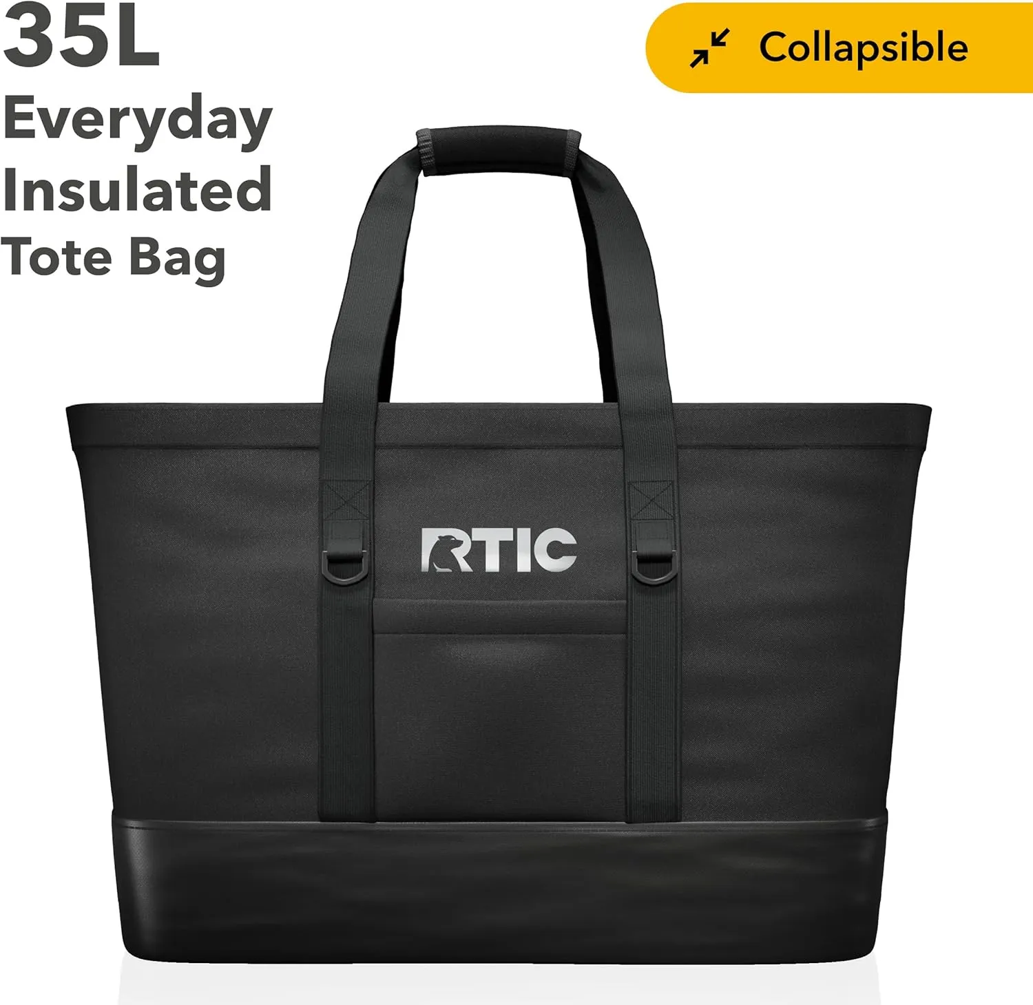 RTIC Everyday Insulated Tote Bag, Large Reusable Thermal Cooler with Zippered Top for Beach, Grocery, Shopping, 35 L Capacity
