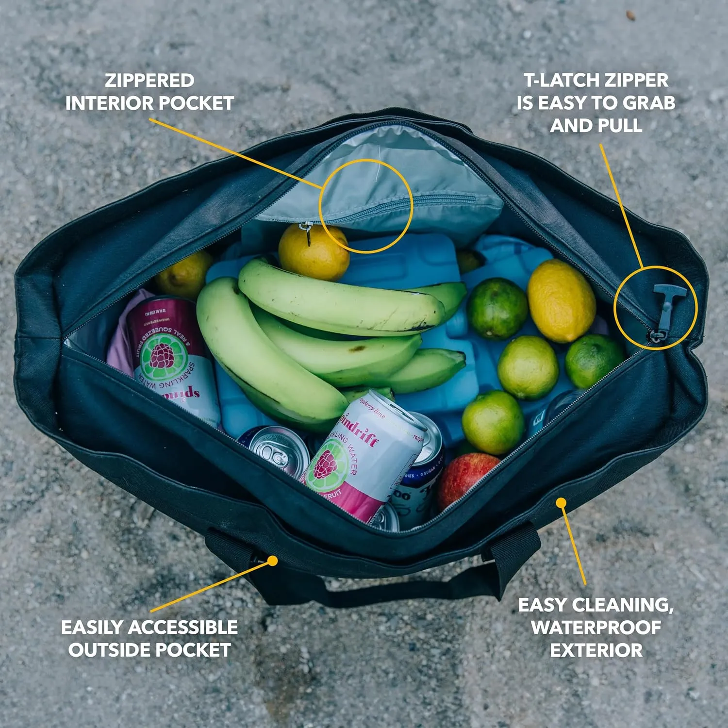 RTIC Everyday Insulated Tote Bag, Large Reusable Thermal Cooler with Zippered Top for Beach, Grocery, Shopping, 35 L Capacity