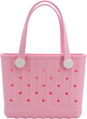 Rubber Tote Bag Small Beach Bag Waterproof Travel Bags Washable Tote Portable Open Handbag for Sports Beach Boat Outdoor