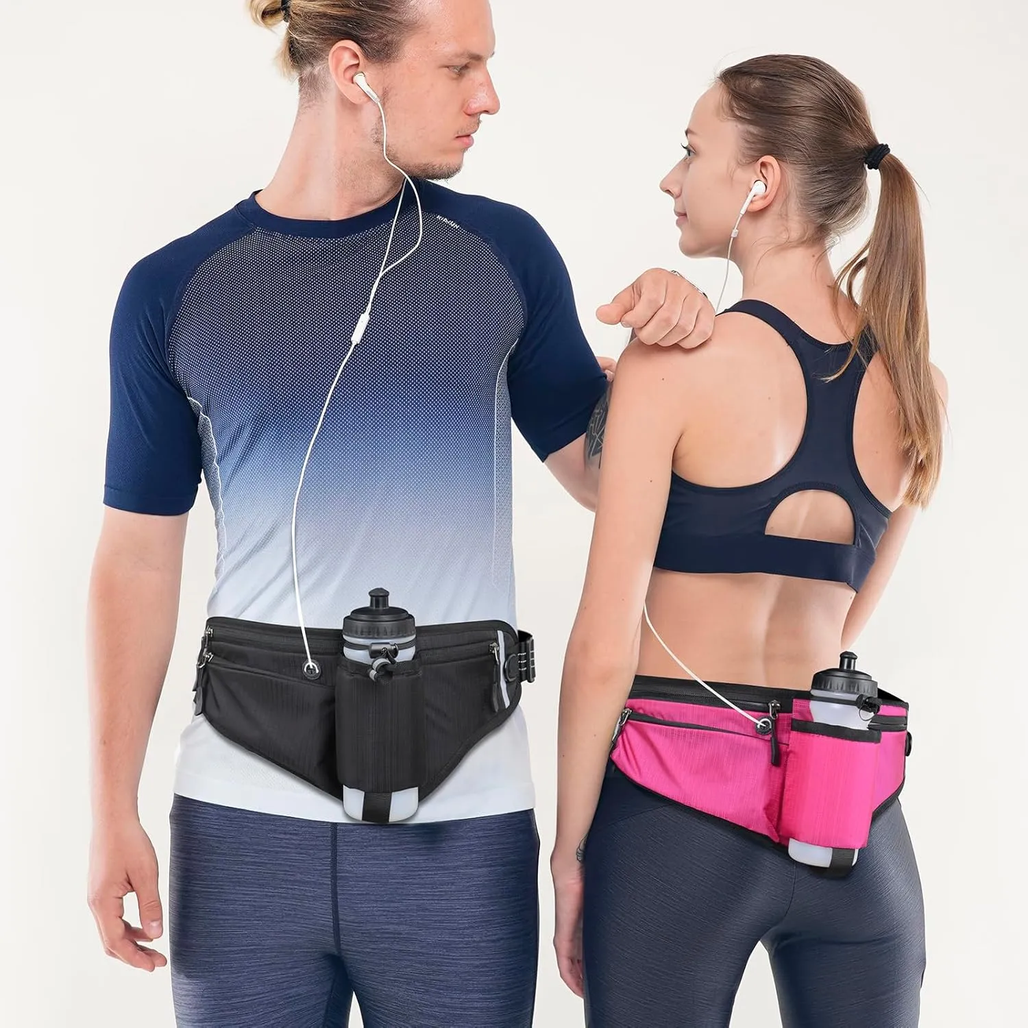 Running Belt, Adjustable Hydration Running Waist Pack,Water Resistant Pouch Pack for Marathon, Jogging, Cycling, Biking, Hiking (black) (Bottles NOT Included)