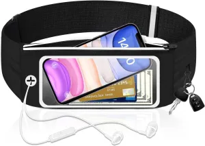 Running Belt Waist Packs with 3 Pockets Touchscreen Window for Women & Men Sweatproof Fitness Belt for iPhone 15 Pro Max 14 Pro Max 13 Pro 12 11 Fit Smartphone Up to 7"