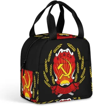 Russian Soviet Federative Socialist Republic Funny Insulated Lunch Bag Reusable Lunch Tote Bags Portable Handbags for Work Picnic Travel