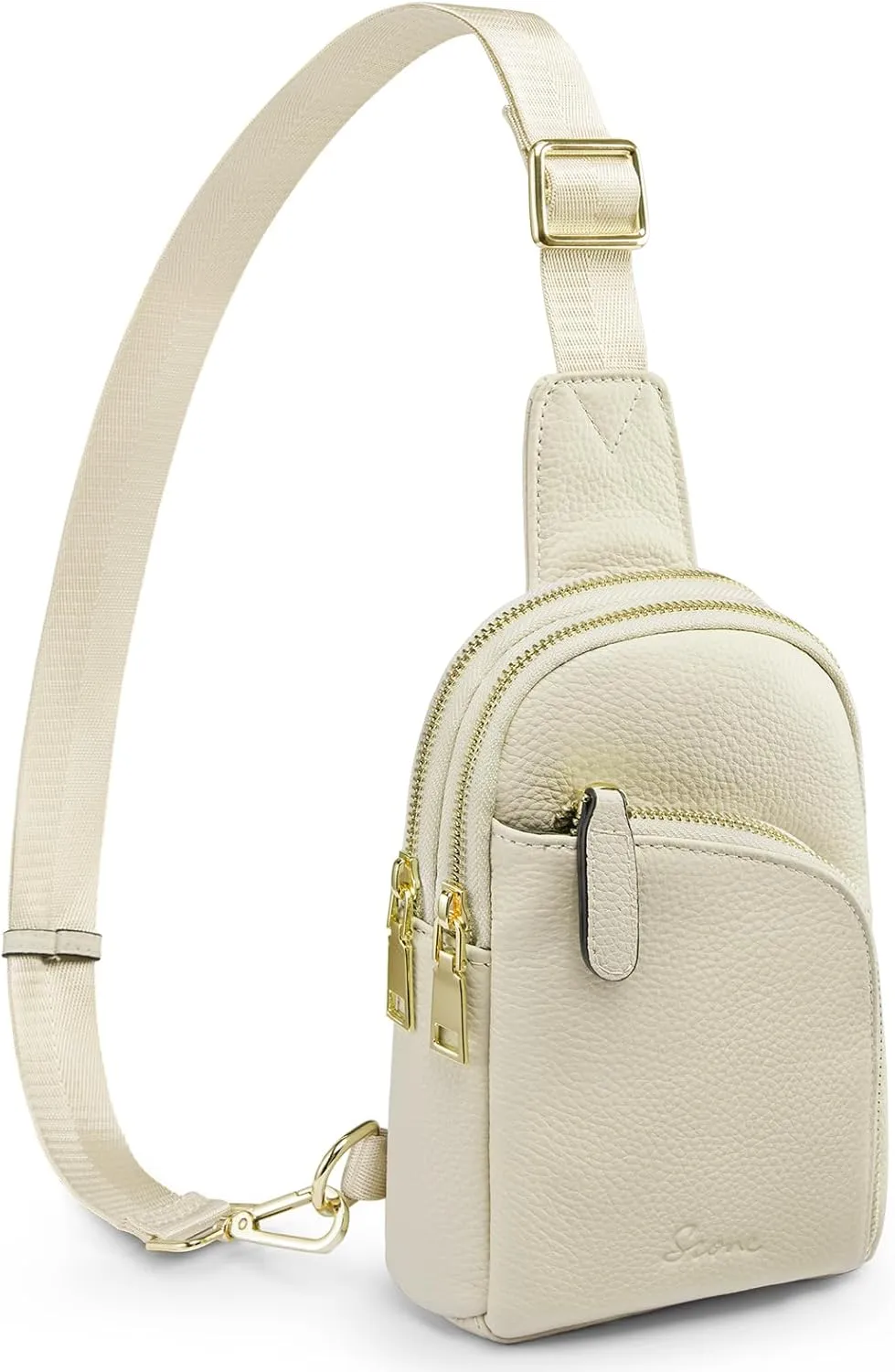 S-ZONE Genuine Leather RFID Blocking Small Sling Bag Women Crossbody Fanny Packs