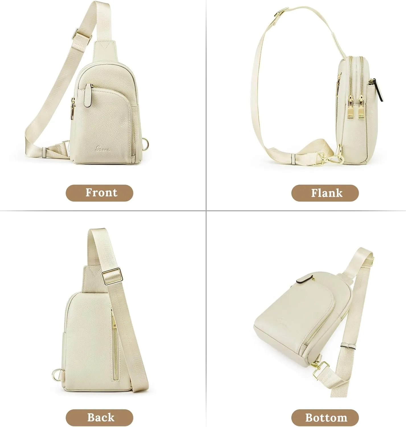 S-ZONE Genuine Leather RFID Blocking Small Sling Bag Women Crossbody Fanny Packs