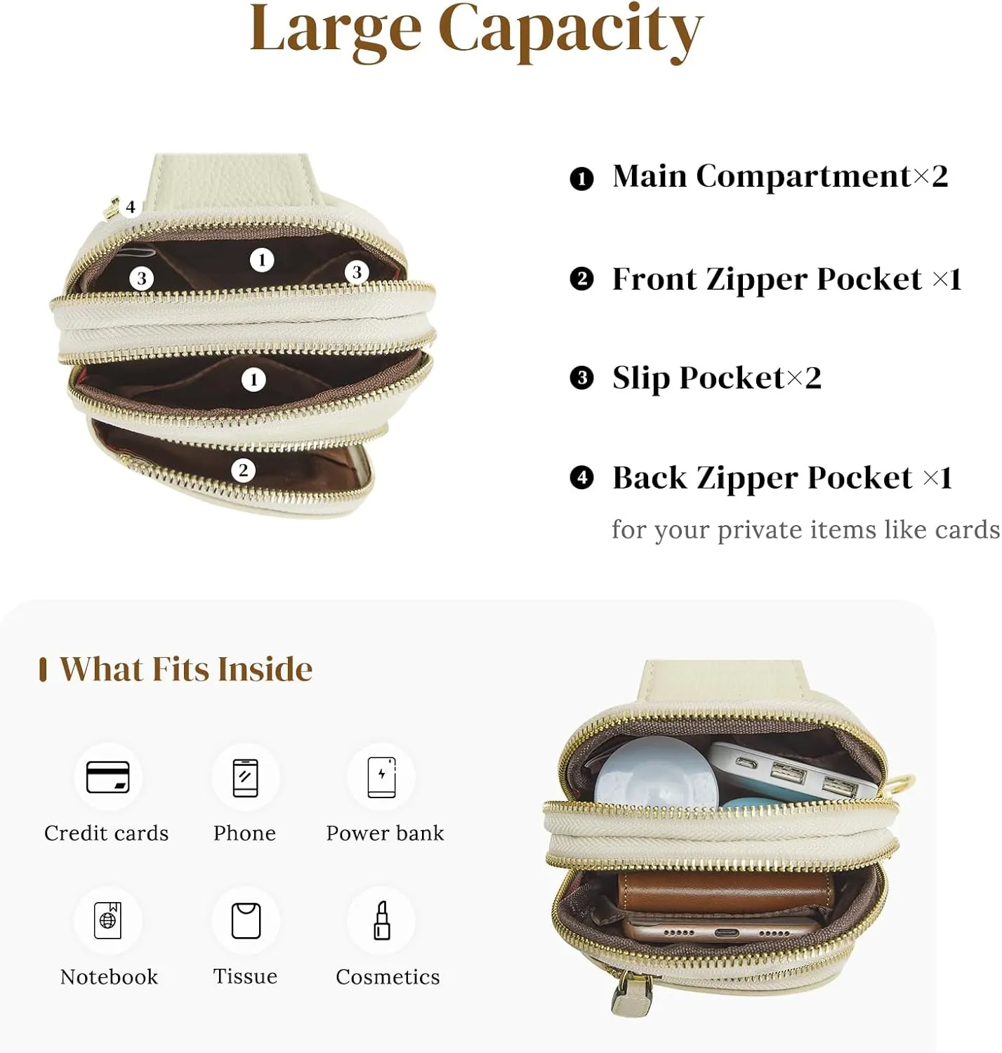 S-ZONE Genuine Leather RFID Blocking Small Sling Bag Women Crossbody Fanny Packs