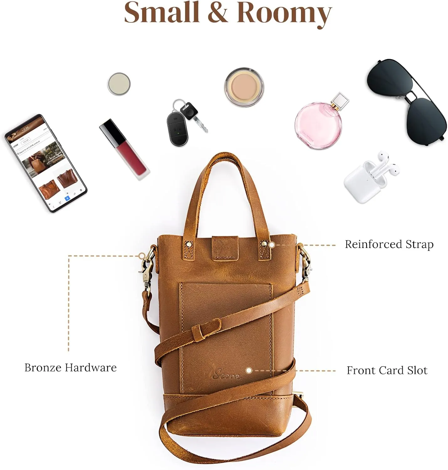 S-ZONE Small Crossbody Bags for Women Real Leather Cross Body Handbags Cell Phone Purses