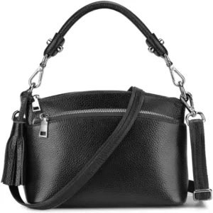 S-ZONE Small Genuine Leather Top Handle Handbags for Women Shoulder Bag Crossbody Purse