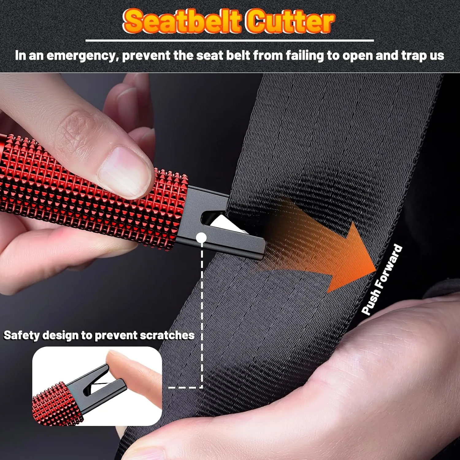 Safehammer - Upgraded Safe Hammer Glass Breaker Under Water, Car Hammer Seatbelt Cutter Window Breaker Emergency Escape Tool, Safehammer Glass Breaker for New Cars (3PCS Red & Black & Silver)