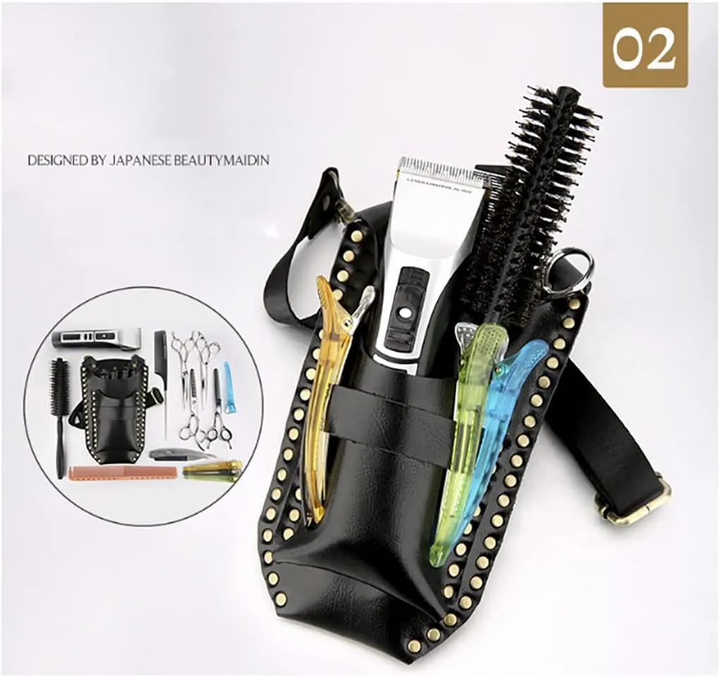 Salon Tools Holster Bag, Scissors Pouch Cow Leather Salon Barber Hairdressing Scissors Holster Hair Stylist Tools Bag Comb Shear Holster Waist Shoulder Belt A