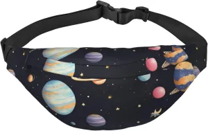 Saturn Jupiter Earth Print Sling Bag Fanny Pack, Crossbody Chest Bag with Adjustable Strap for Travel, Daily Casual Use