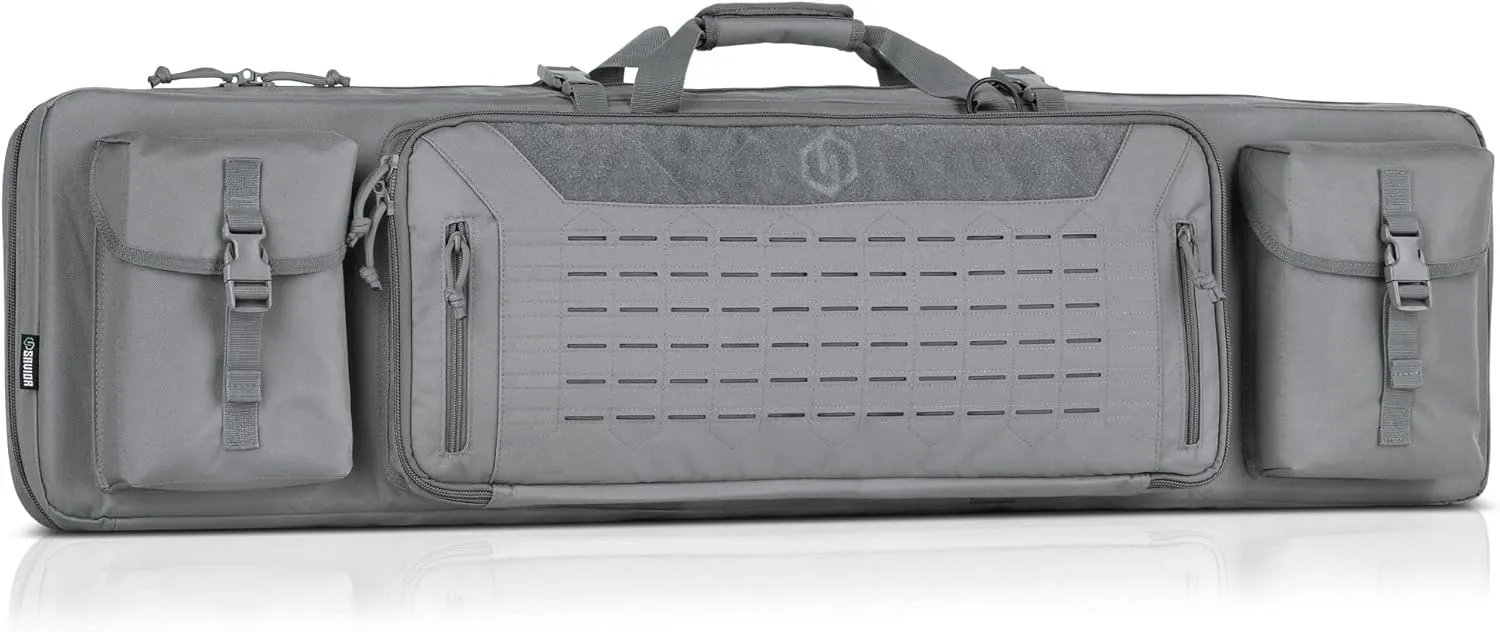 Savior Equipment Urban Warfare Tactical Double Long Gun Bag Case Backpack w/Pistol Handgun Case, Lockable Zipper, Padded Side Carry Strap, Available Length in 36" 42" 46" 51" 55"