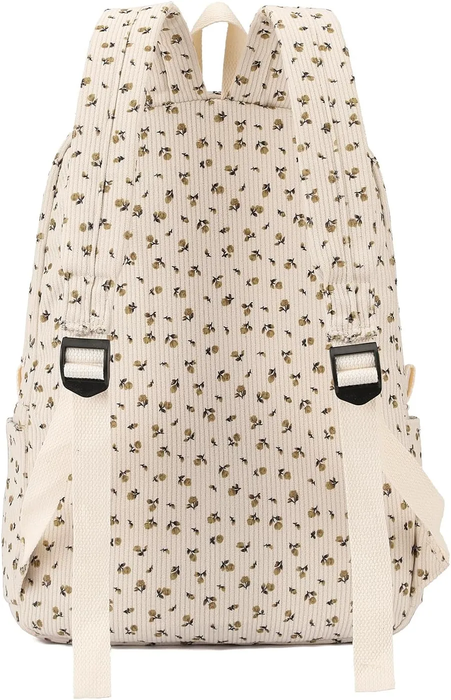 School Backpack for Girls Corduroy Bookbag 16inch Elementary Primary Preschool for Teen Boys Girl Travel Casual Daypacks (Flora Beige)