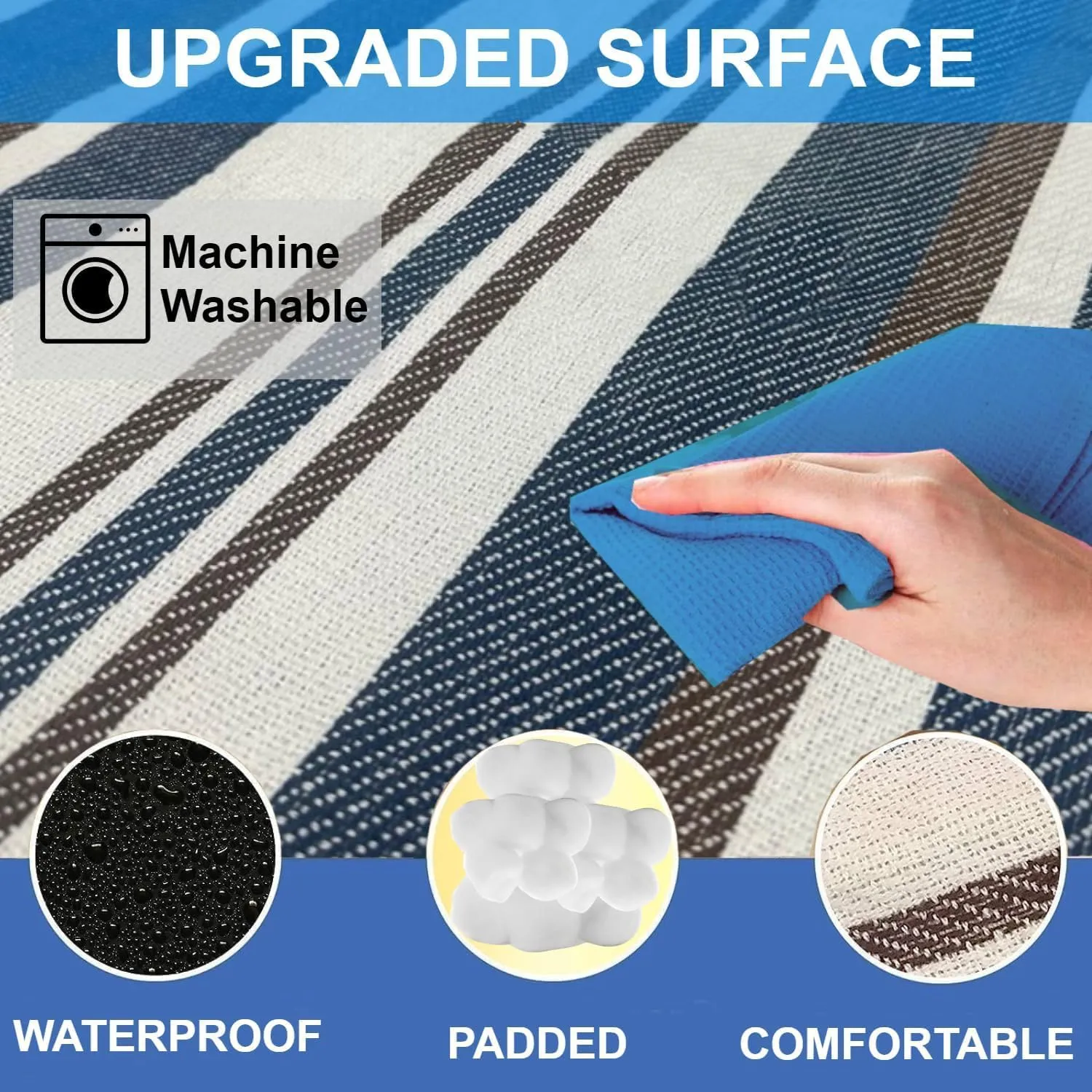 scuddles Extra Large Picnic & Outdoor Blanket Dual Layers for Outdoor Water-Resistant Handy Mat Tote Spring Summer Camping Blanket Great for The Beach
