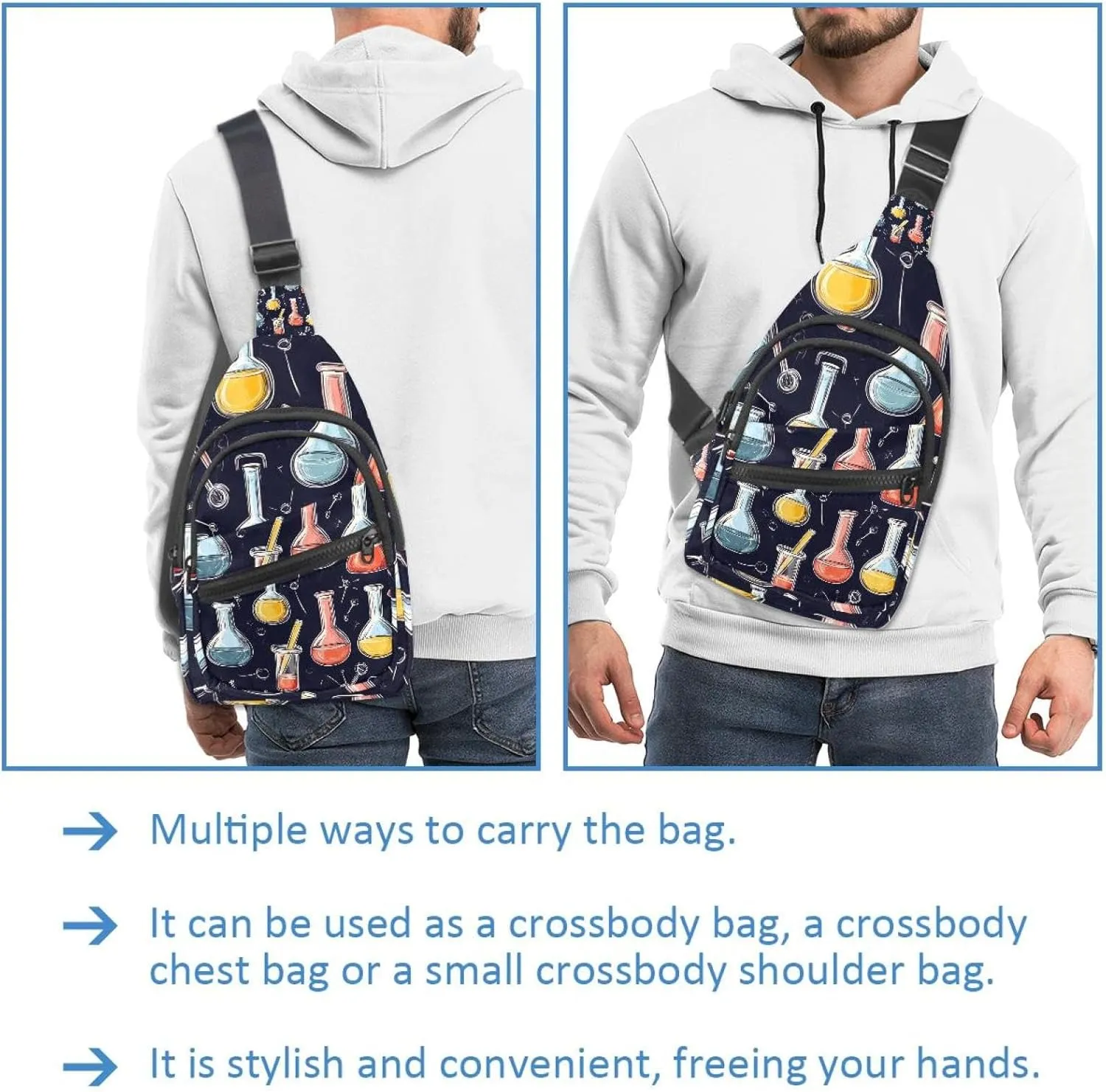 Seamless chemical pattern (1) Crossbody Sling Backpack Sling Bag Travel Hiking Chest Bag Daypack