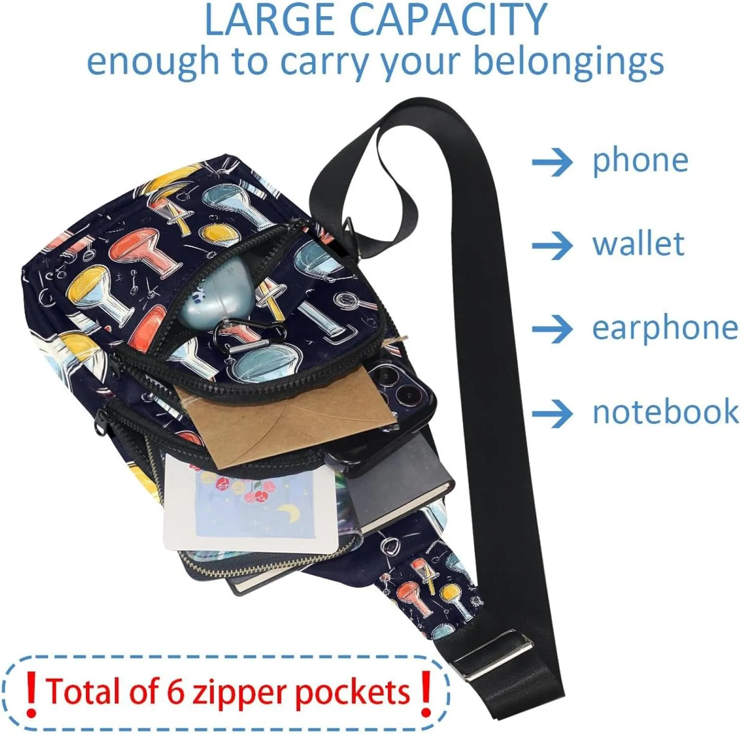 Seamless chemical pattern (1) Crossbody Sling Backpack Sling Bag Travel Hiking Chest Bag Daypack