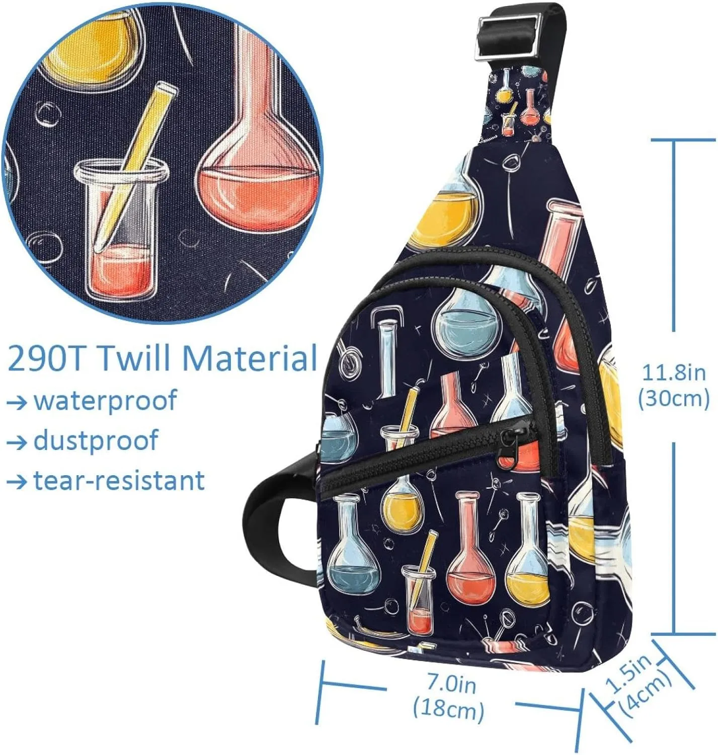Seamless chemical pattern (1) Crossbody Sling Backpack Sling Bag Travel Hiking Chest Bag Daypack