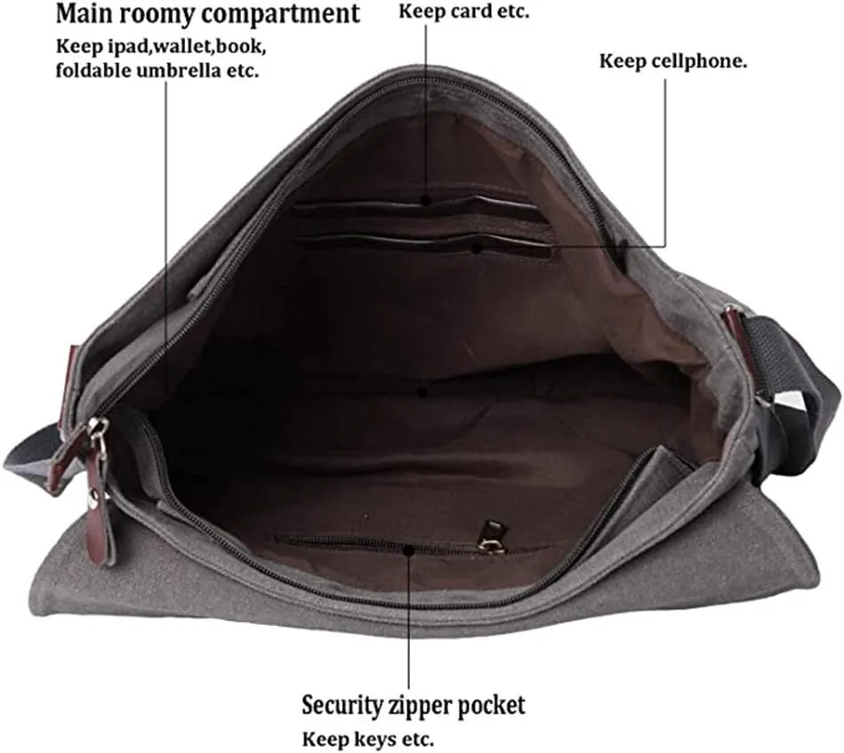 Sechunk Canvas Small Messenger Bag Vintage Shoulder bag Everyday Purse Crossbody bag for men women