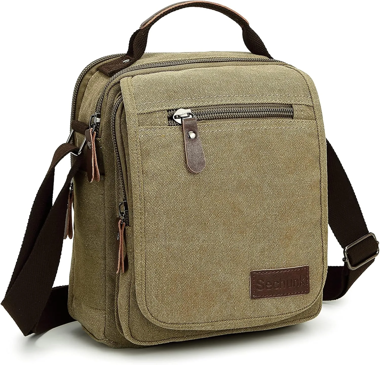 Sechunk Small Canvas Shoulder Bags Messenger Bag Travel Bag Business Bag Working Bag For Men Women