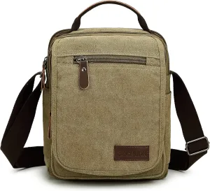 Sechunk Small Canvas Shoulder Bags Messenger Bag Travel Bag Business Bag Working Bag For Men Women
