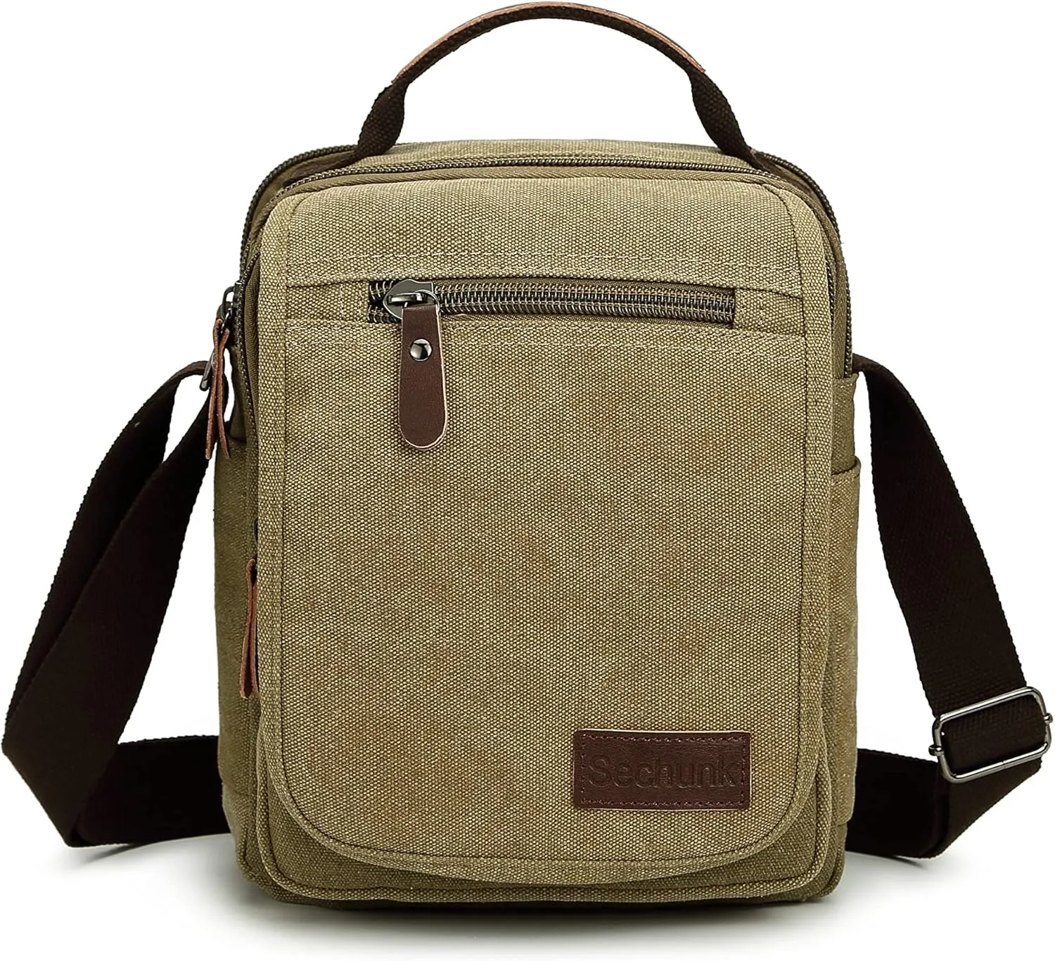 Sechunk Small Canvas Shoulder Bags Messenger Bag Travel Bag Business Bag Working Bag For Men Women