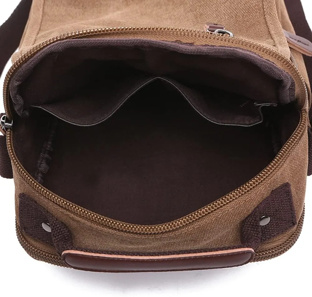 Sechunk Small Canvas Shoulder Bags Messenger Bag Travel Bag Business Bag Working Bag For Men Women