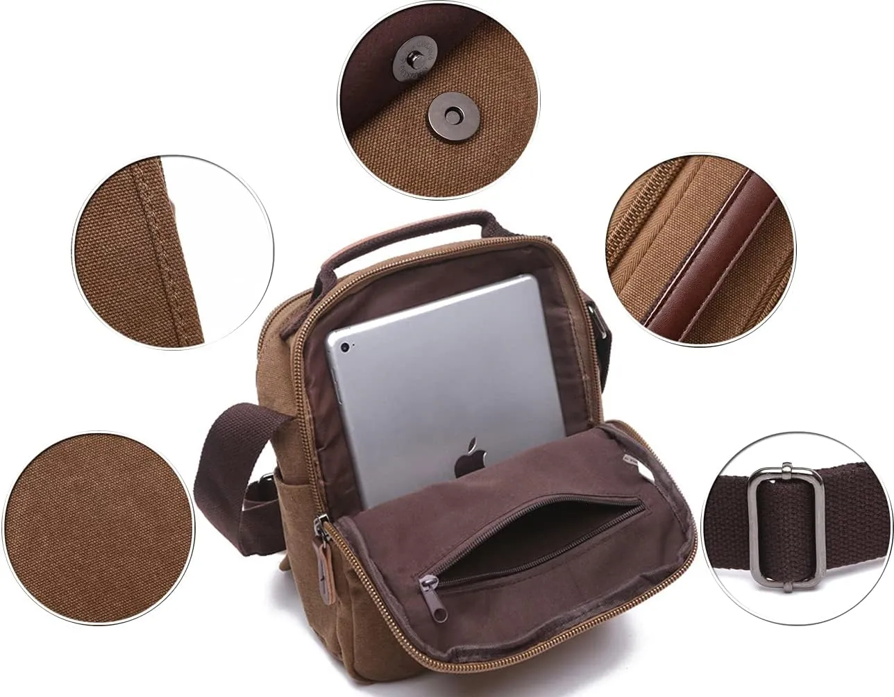 Sechunk Small Canvas Shoulder Bags Messenger Bag Travel Bag Business Bag Working Bag For Men Women
