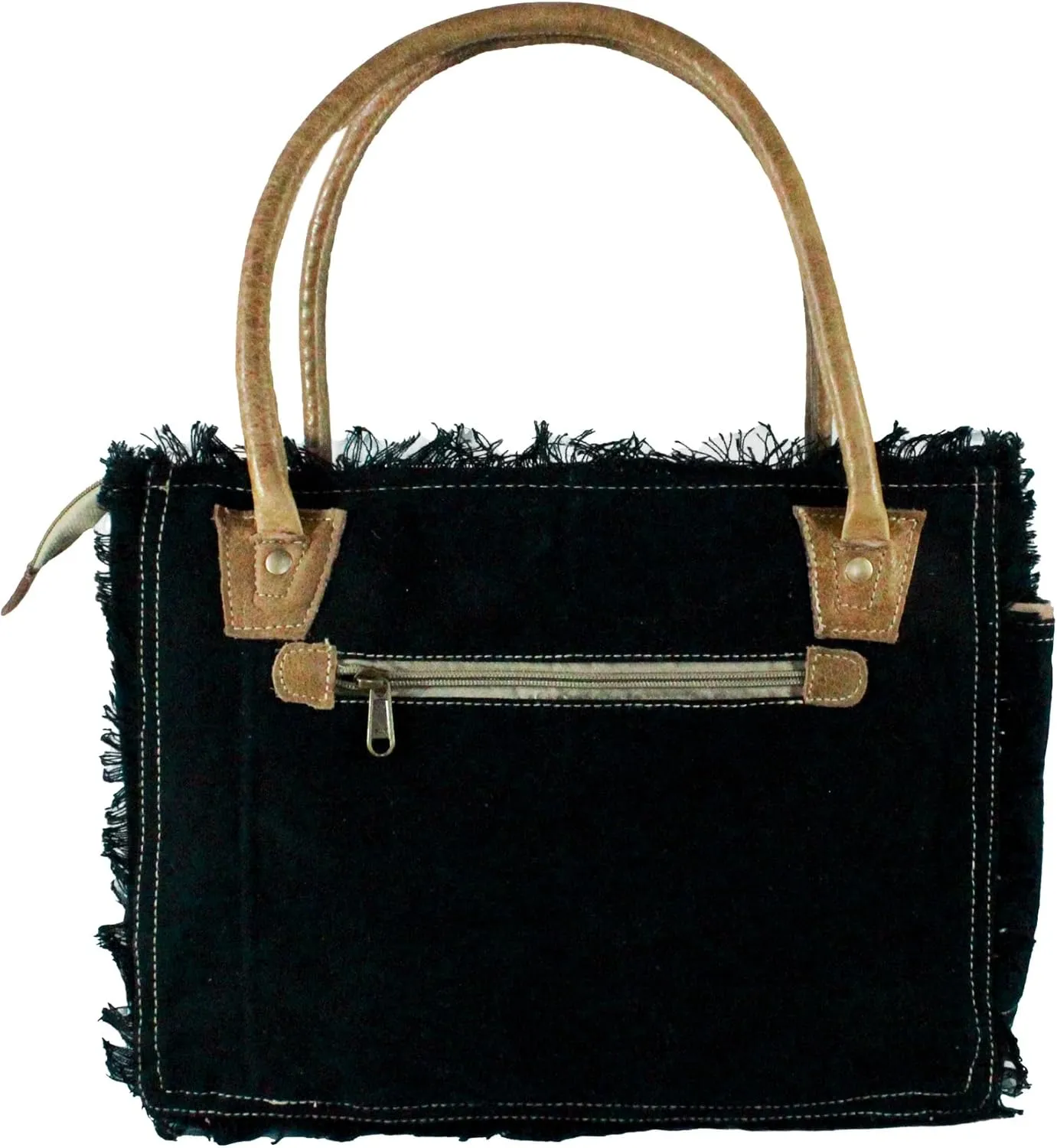 Sel de mer upcycled canvas hand bag upcycled canvas & cowhide tote bag (10X13 Inch)
