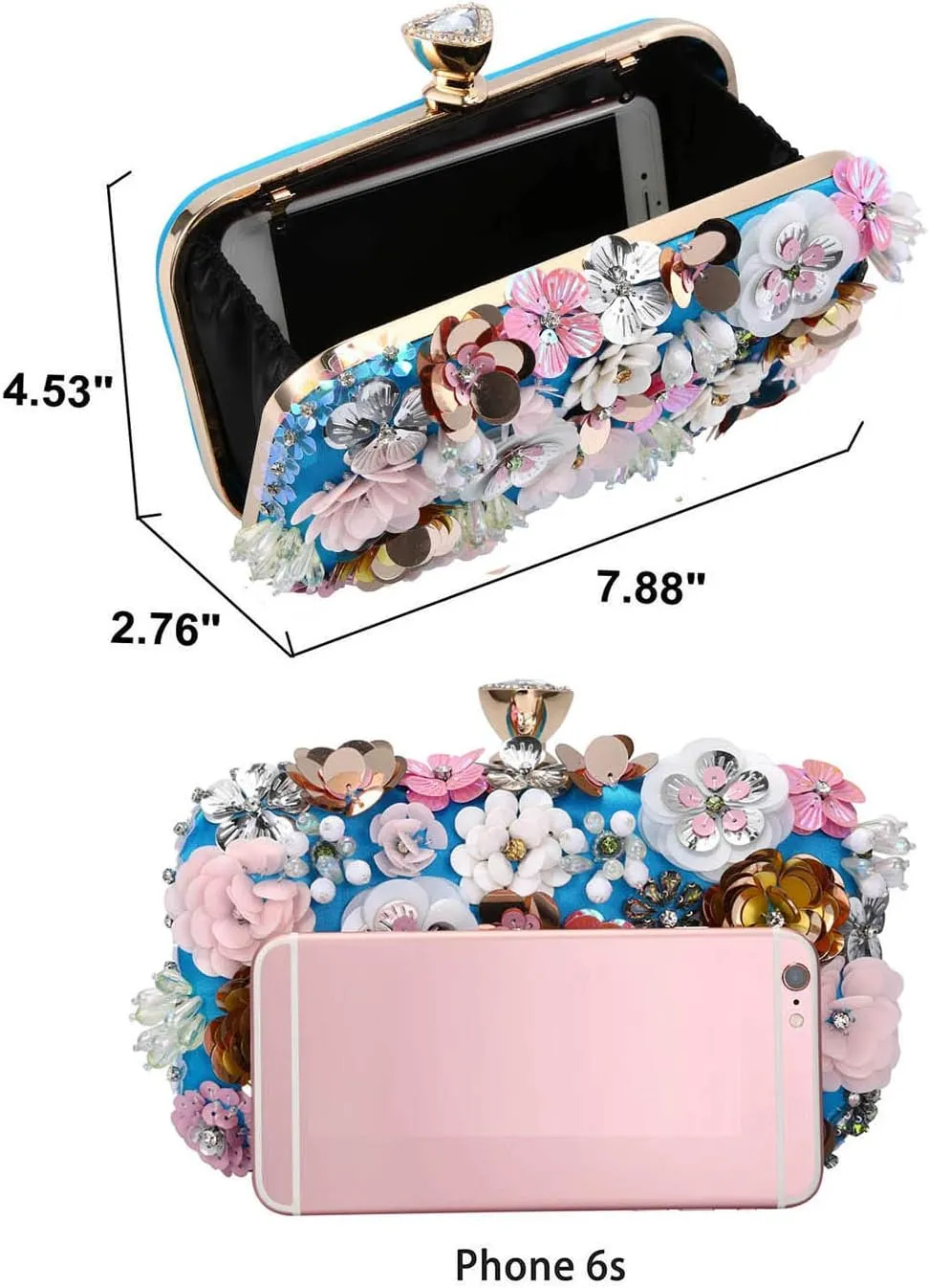 Selighting Colorful Flower Clutch Purse for Women Formal Evening Bag Beaded Pearl Purse for Wedding Prom Party Handbags