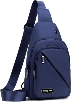 Seoky Rop Sling Bag for Men Women, Small Nylon Crossbody Bag Trendy, Casual Shoulder Chest Bag for Travel Running Hiking Blue