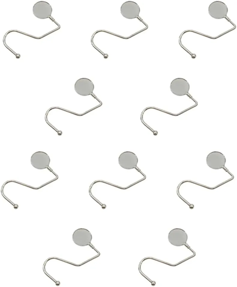 Set of 10 Hanger Bag Hook Silver Metal Quality Convenient Women's Purse Holder for Table