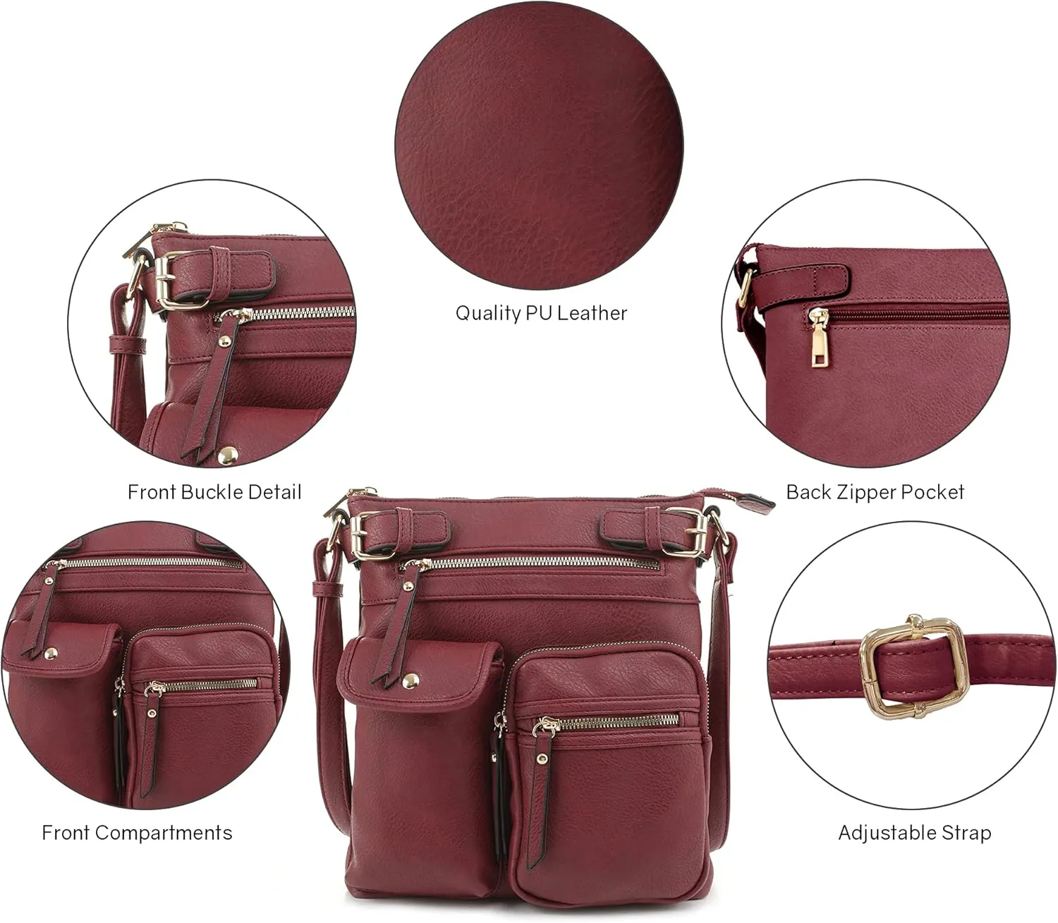 SG SUGU Katie Lightweight Medium Crossbody Bag Shoulder Bag with Multi Pocket for Women