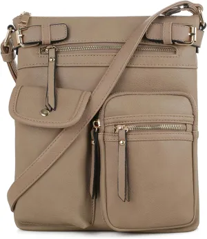 SG SUGU Katie Lightweight Medium Crossbody Bag Shoulder Bag with Multi Pocket for Women